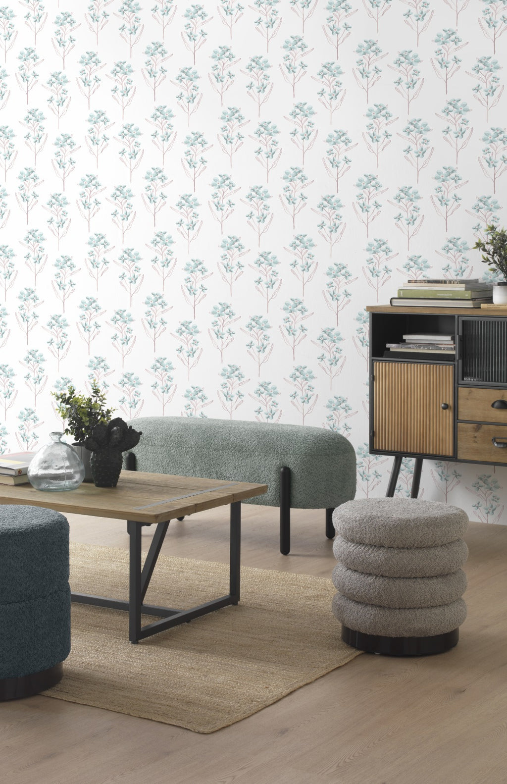 COMODA METALICA CON SOBRE DE MADERA