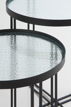 SET 2 MESAS AUXILIARES METALICAS CON CRISTAL