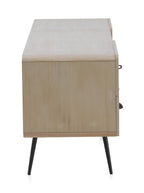 MUEBLE TV MADERA NATURAL PATAS METALICAS NEGRAS