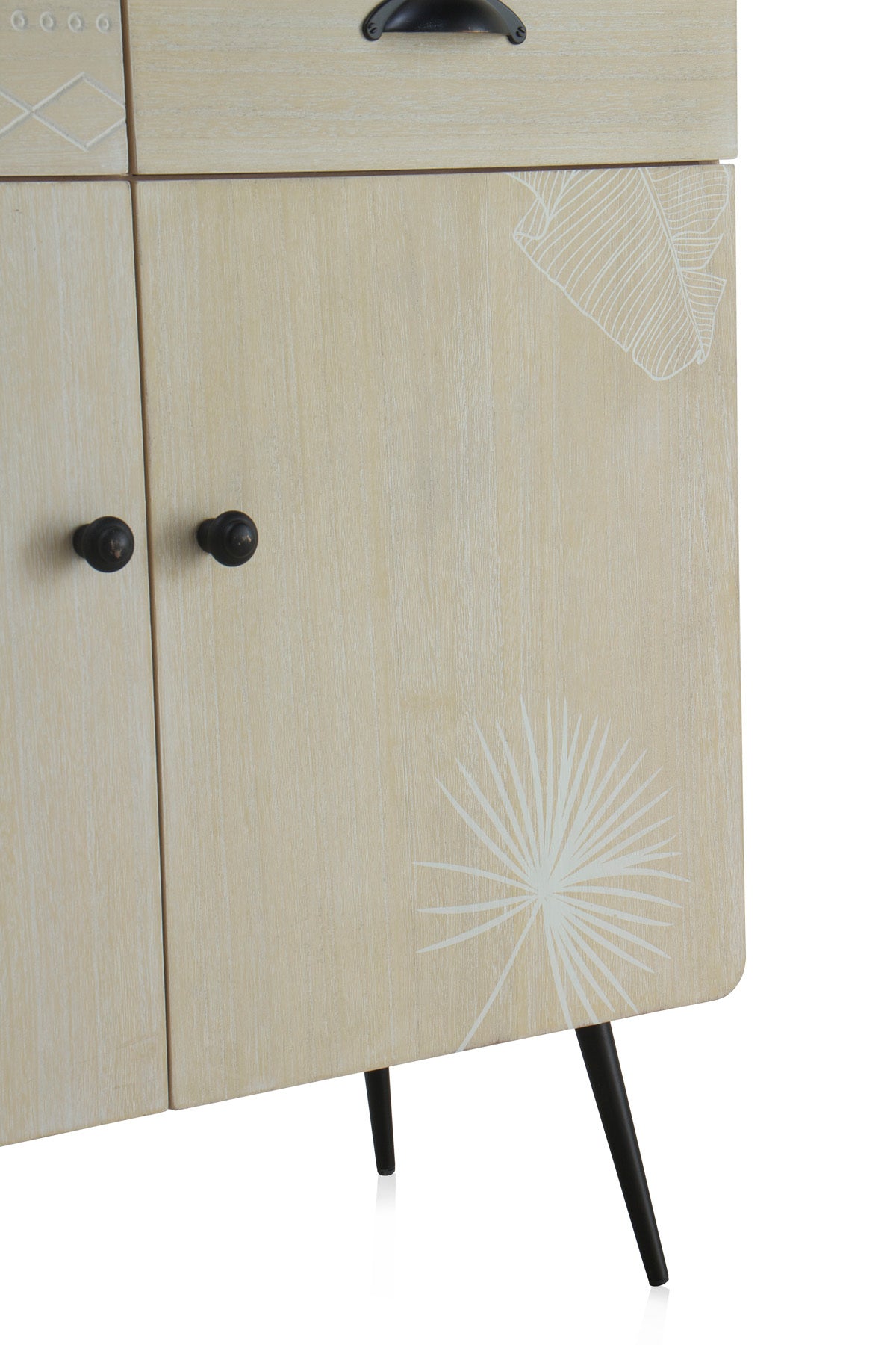 APARADOR MADERA NATURAL PATAS METALICAS NEGRAS