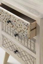 MESITA DE NOCHE MADERA DE ALAMO COLOR NATURAL, PATAS PINO MACIZO