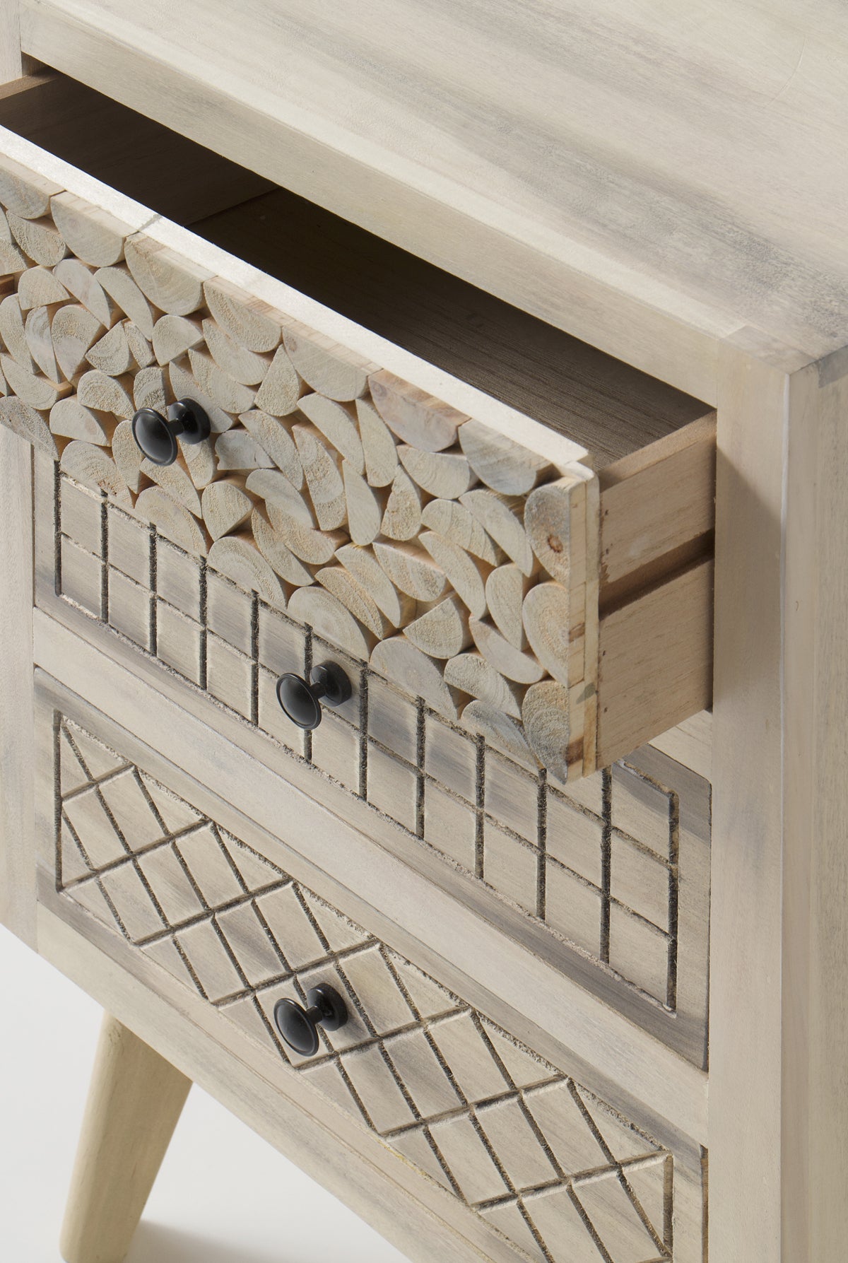 MESITA DE NOCHE MADERA DE ALAMO COLOR NATURAL, PATAS PINO MACIZO