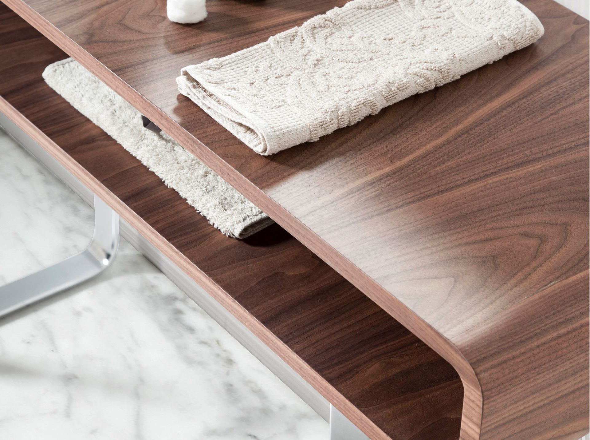 Consola rectangular nogal y acero cromado