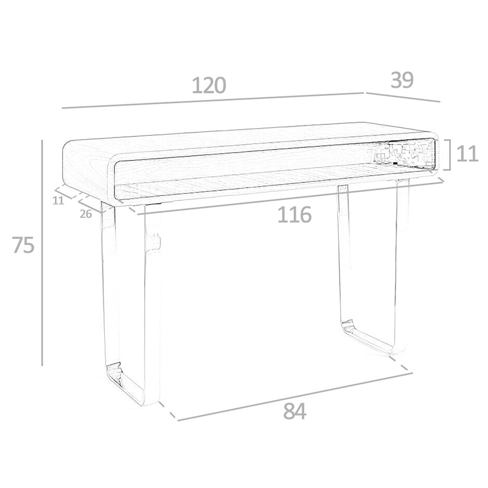 Consola rectangular nogal y acero cromado