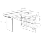 Escritorio madera gris y cristal templado con tapa de nogal