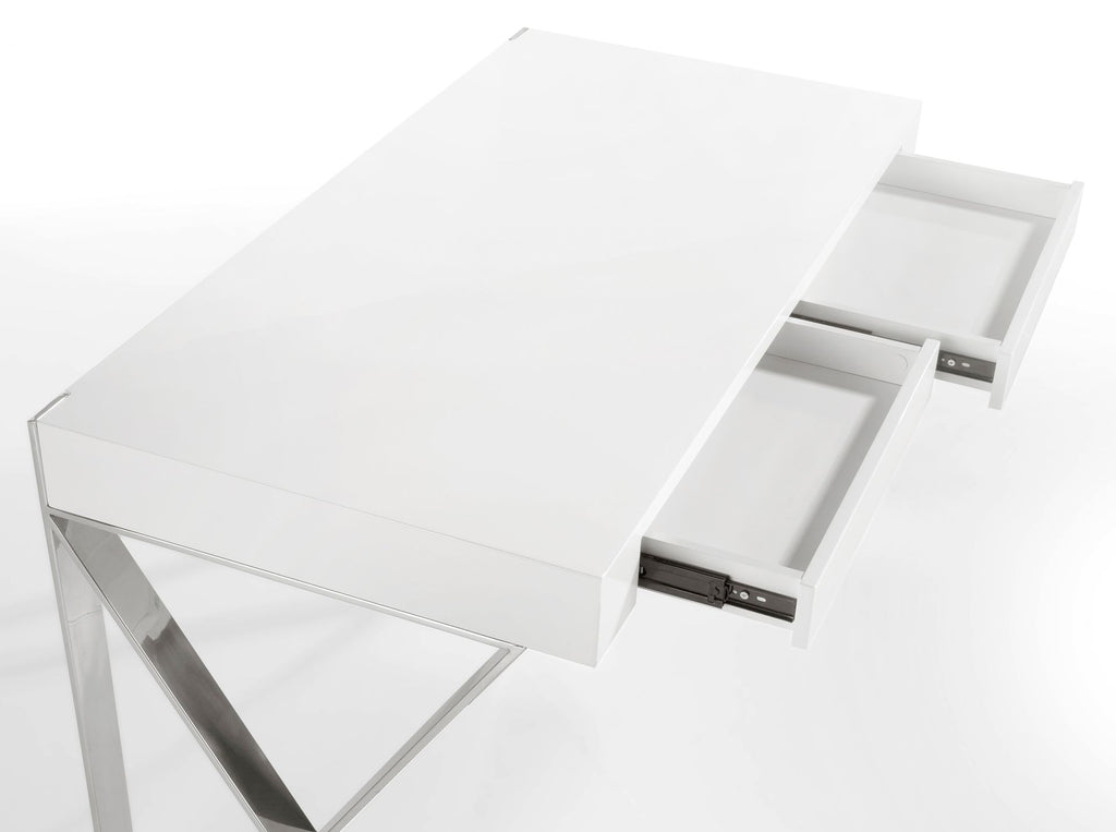 Escritorio madera blanco y acero cromado