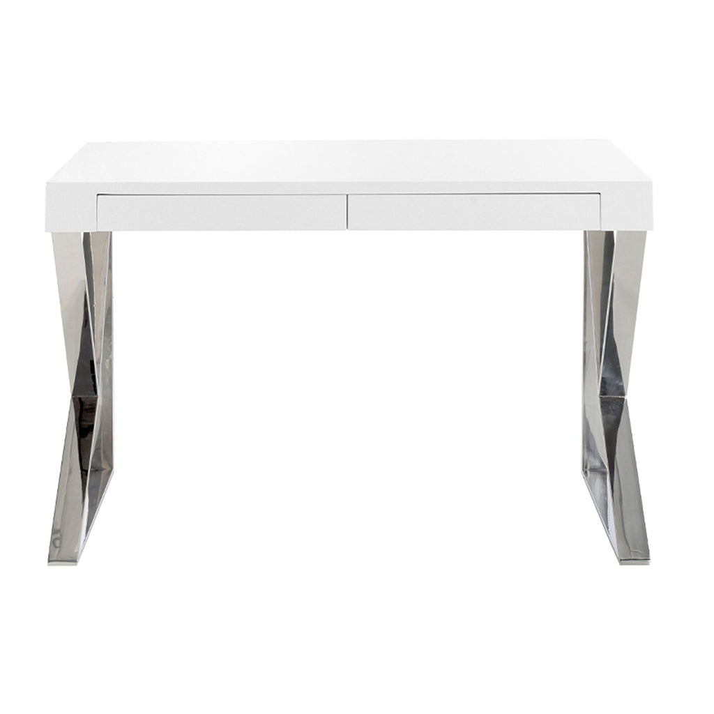 Escritorio madera blanco y acero cromado