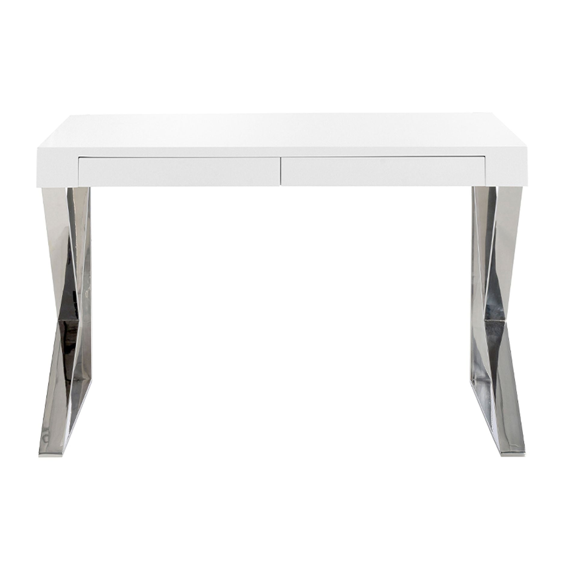 Escritorio madera blanco y acero cromado