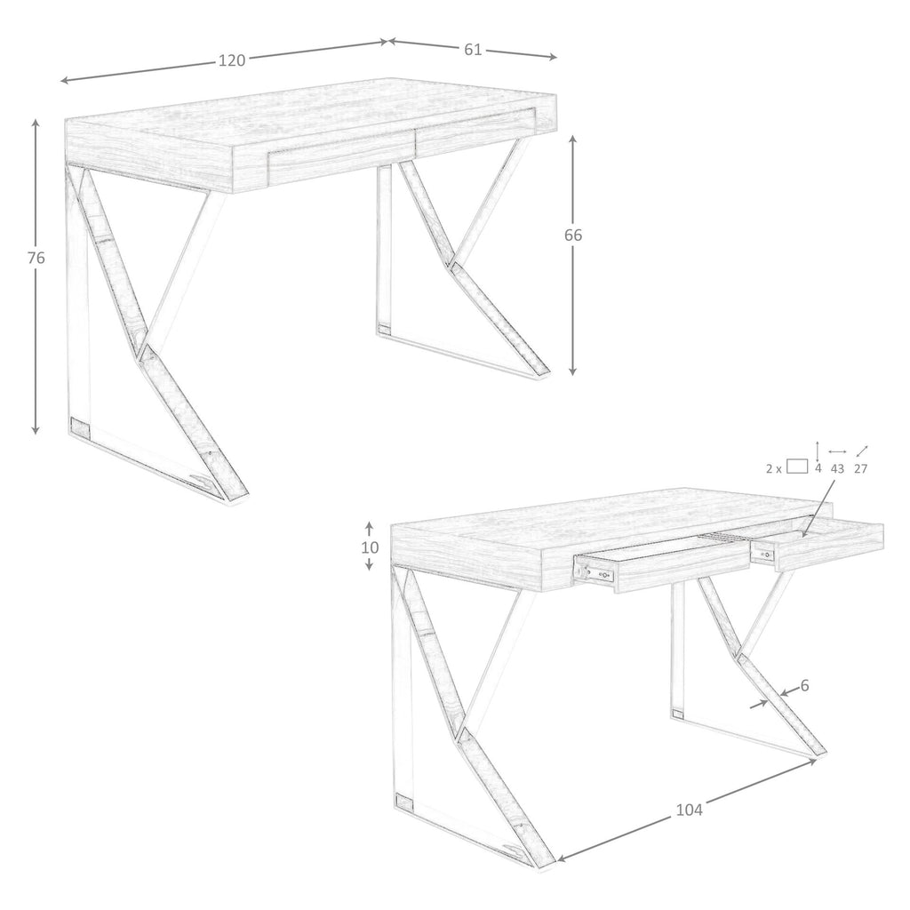 Escritorio madera blanco y acero cromado