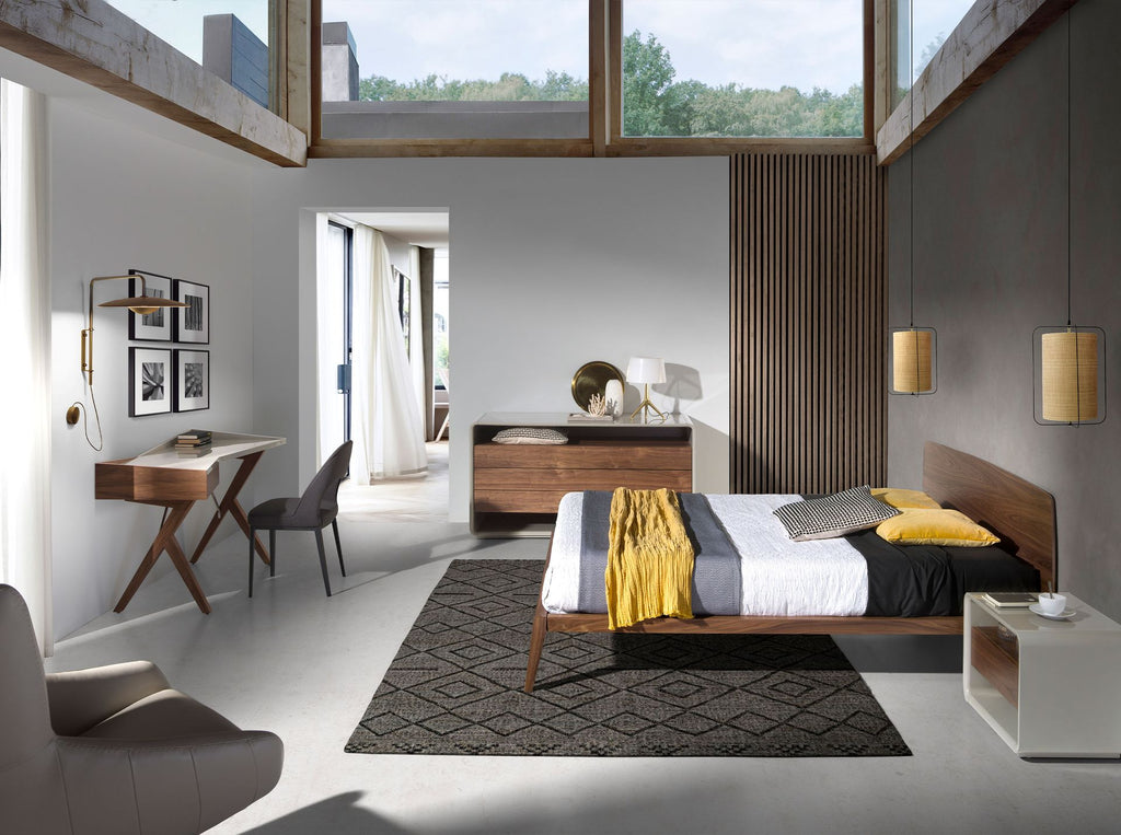 Escritorio nogal con tapa de madera gris