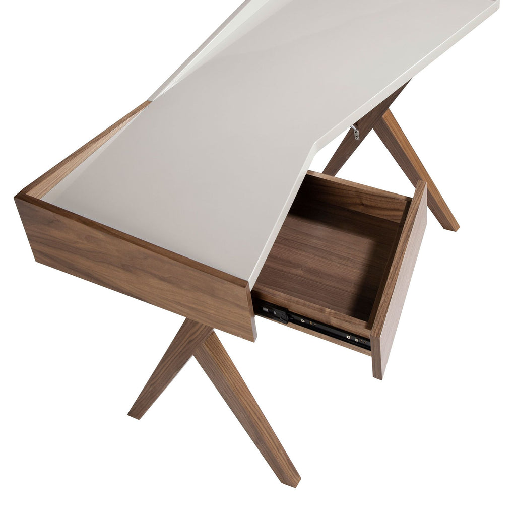 Escritorio nogal con tapa de madera gris