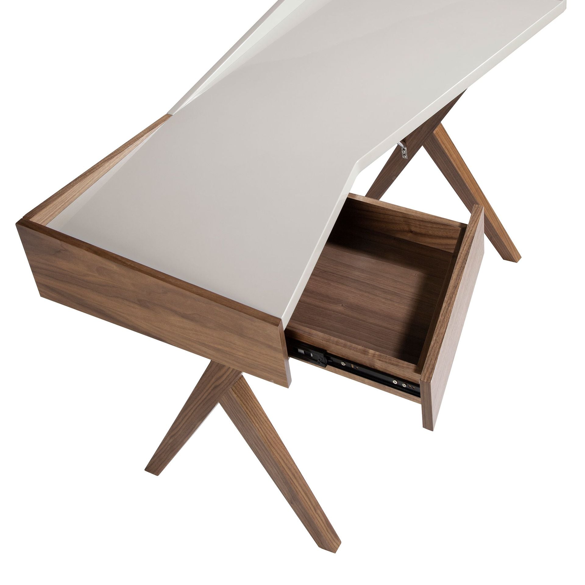 Escritorio nogal con tapa de madera gris