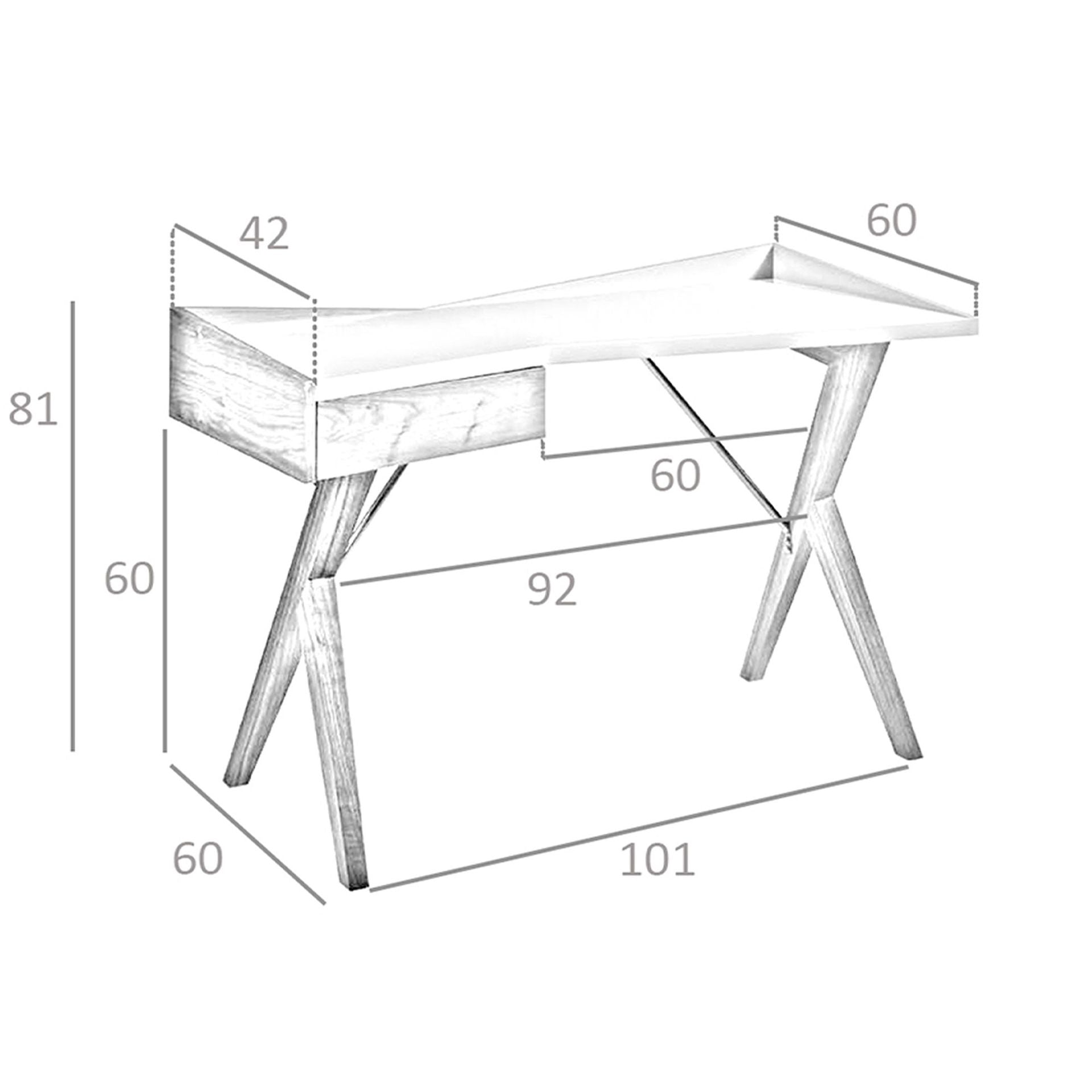 Escritorio nogal con tapa de madera gris