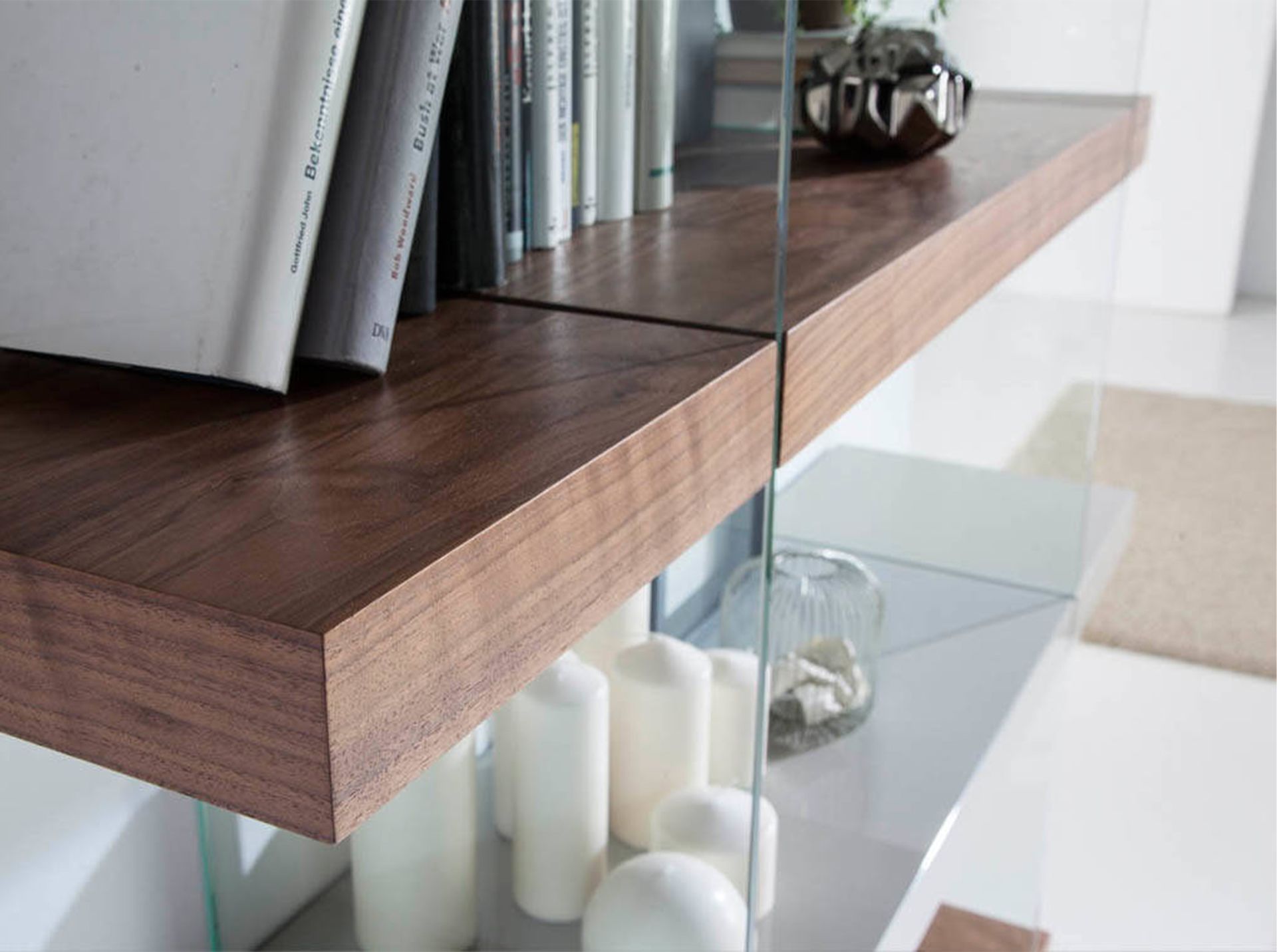 Estantería rectangular nogal y madera gris