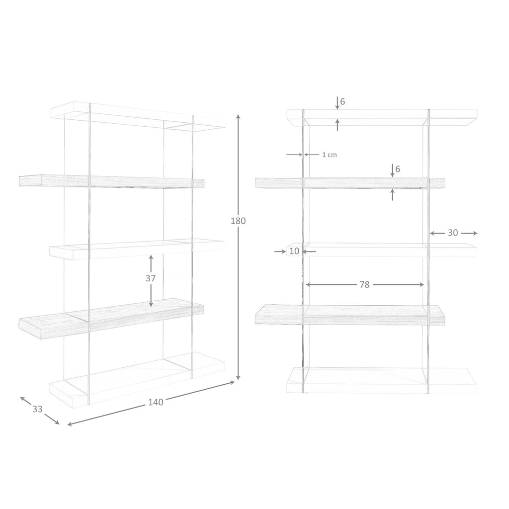 Estantería rectangular nogal y madera gris