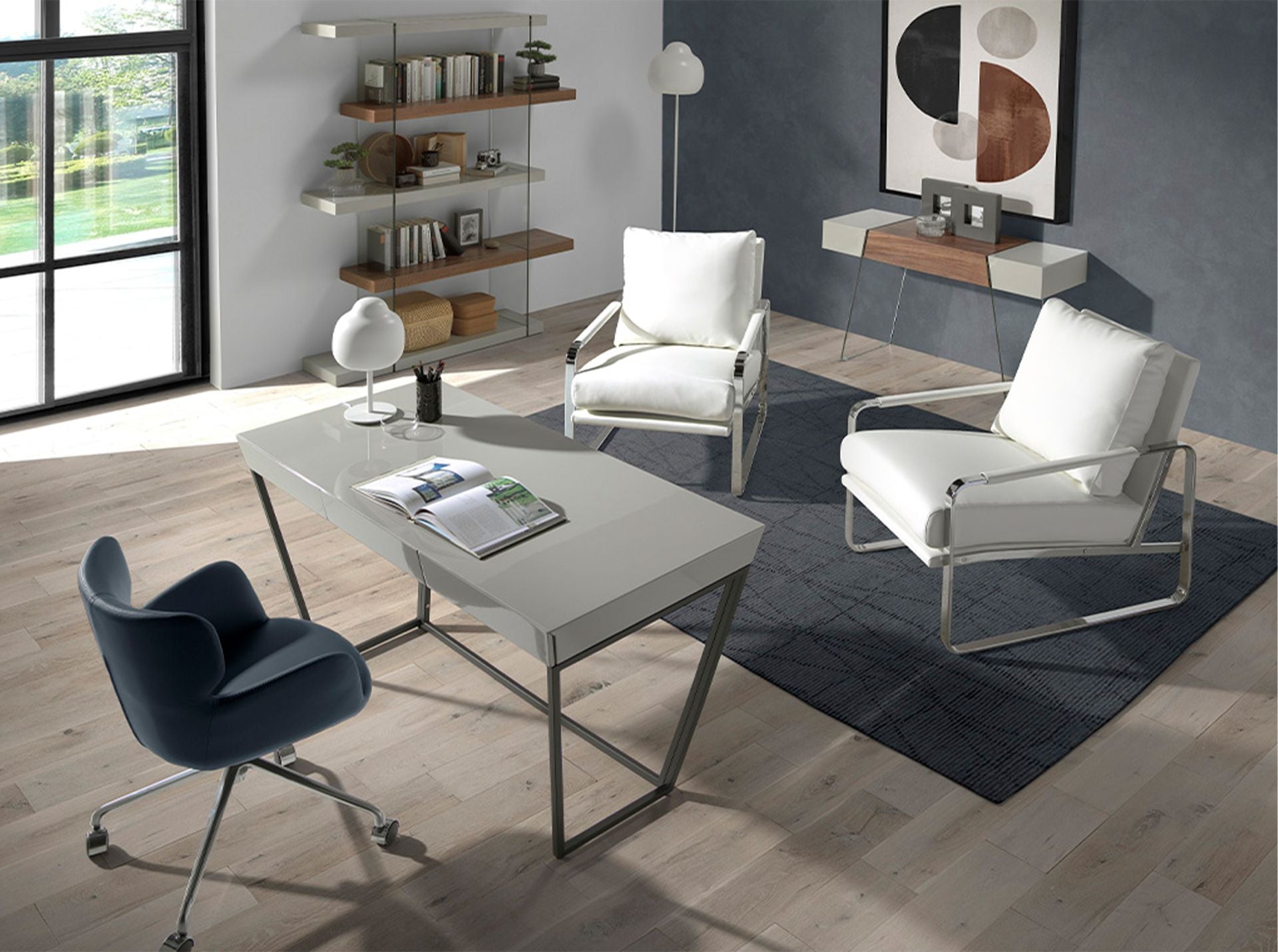 Estantería rectangular nogal y madera gris