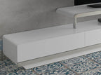 Mueble TV madera blanco y base acero cromado