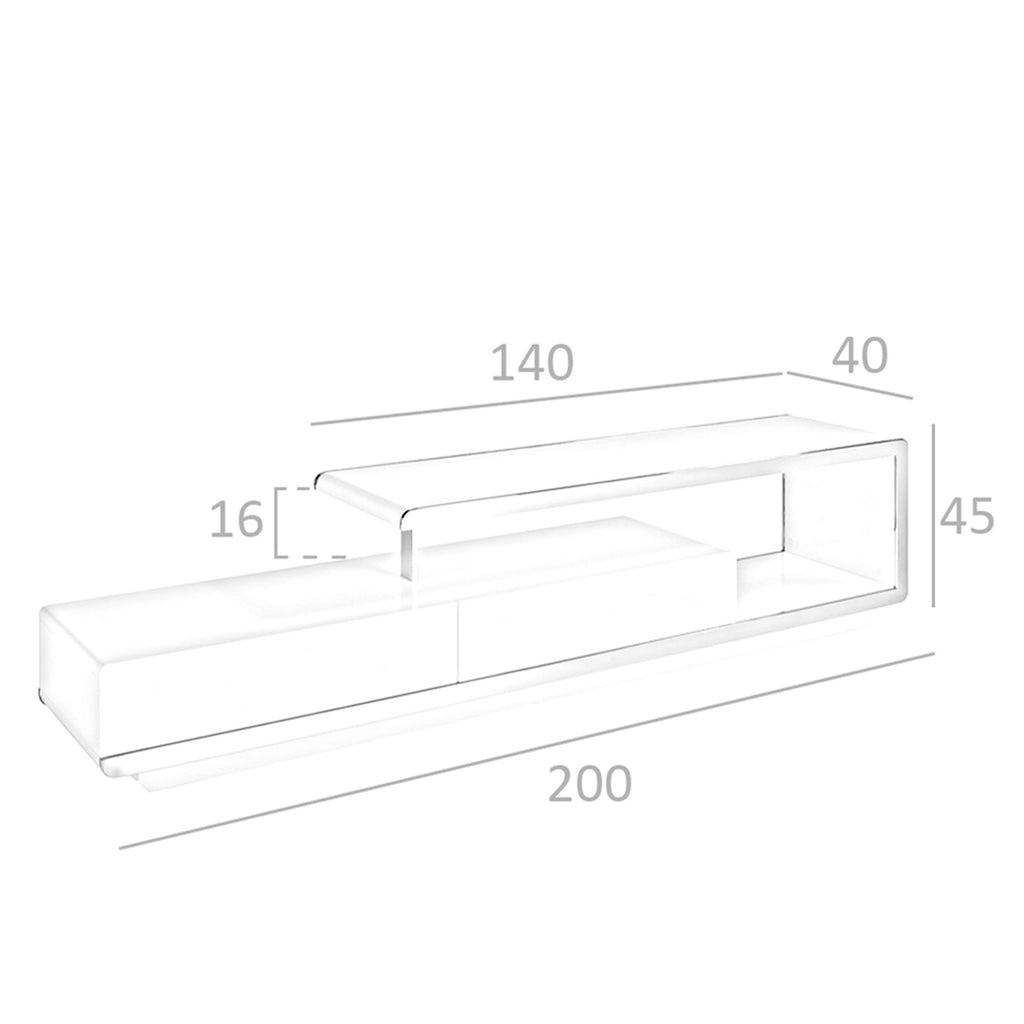 Mueble TV madera blanco y base acero cromado