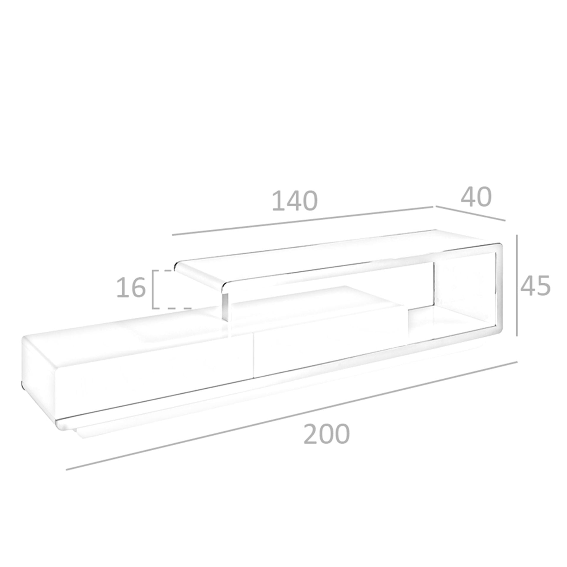 Mueble TV madera blanco y base acero cromado