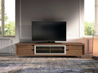 Mueble TV nogal y acero cromado