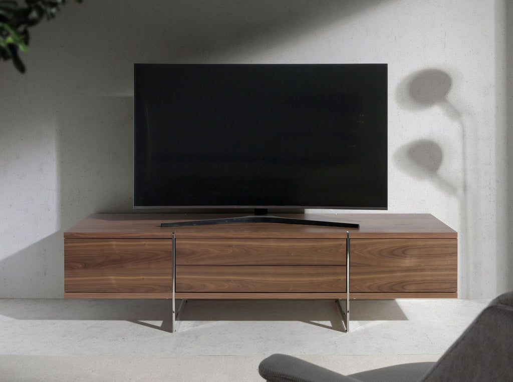 Mueble TV nogal y acero cromado