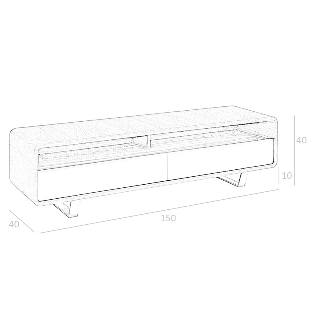 Mueble TV madera blanco, nogal y acero cromado