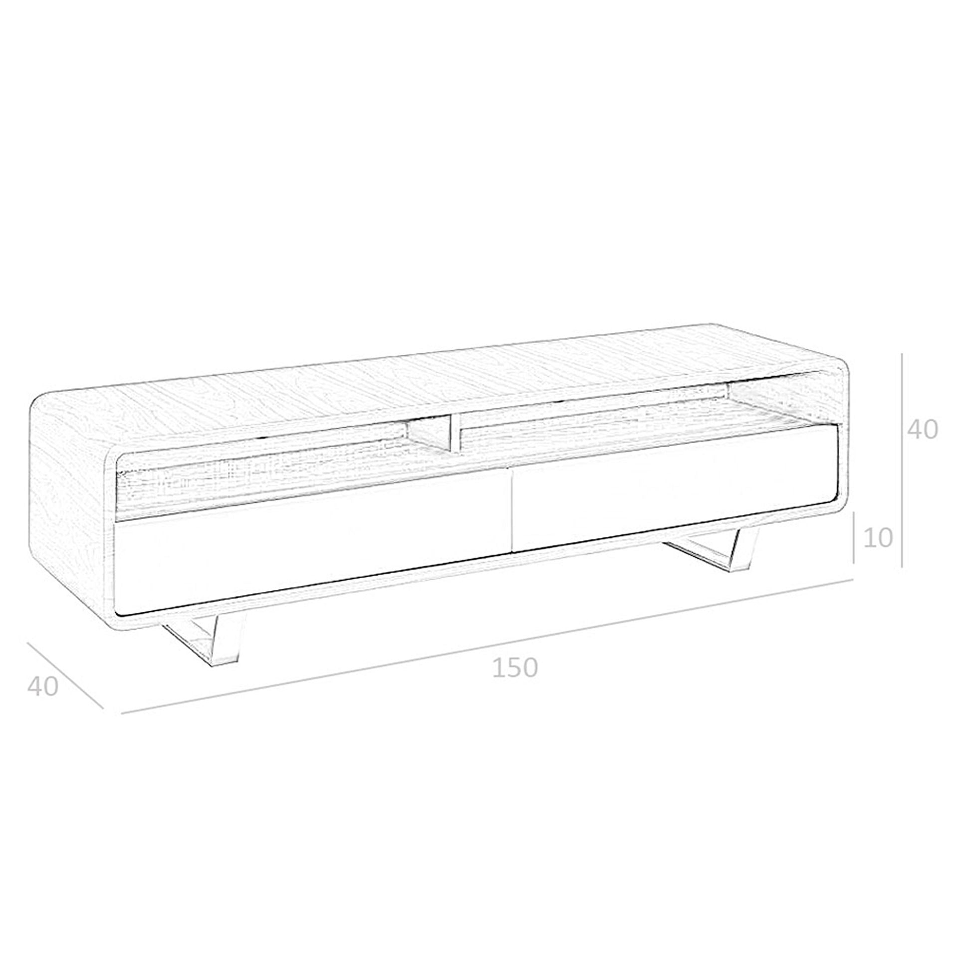 Mueble TV madera blanco, nogal y acero cromado