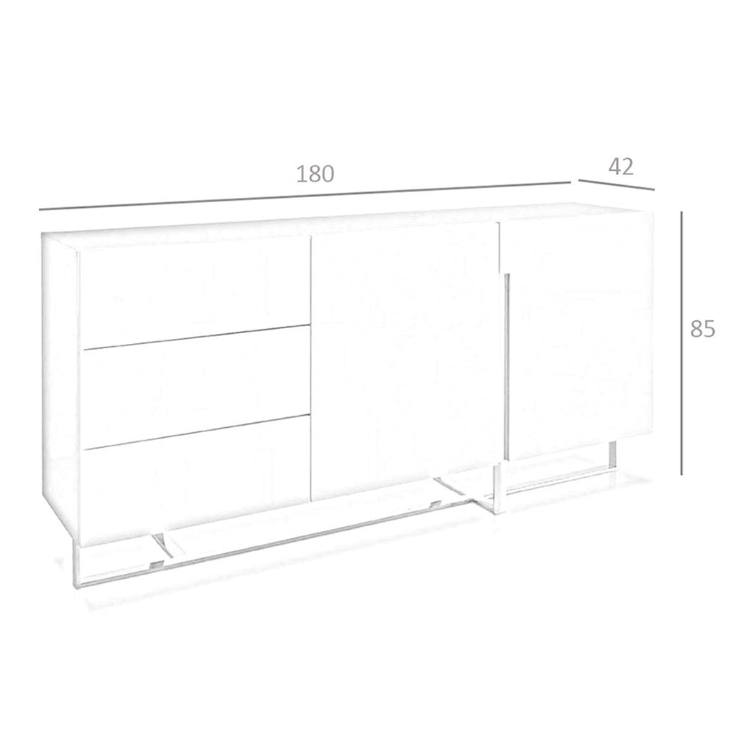 Aparador madera blanco y acero cromado