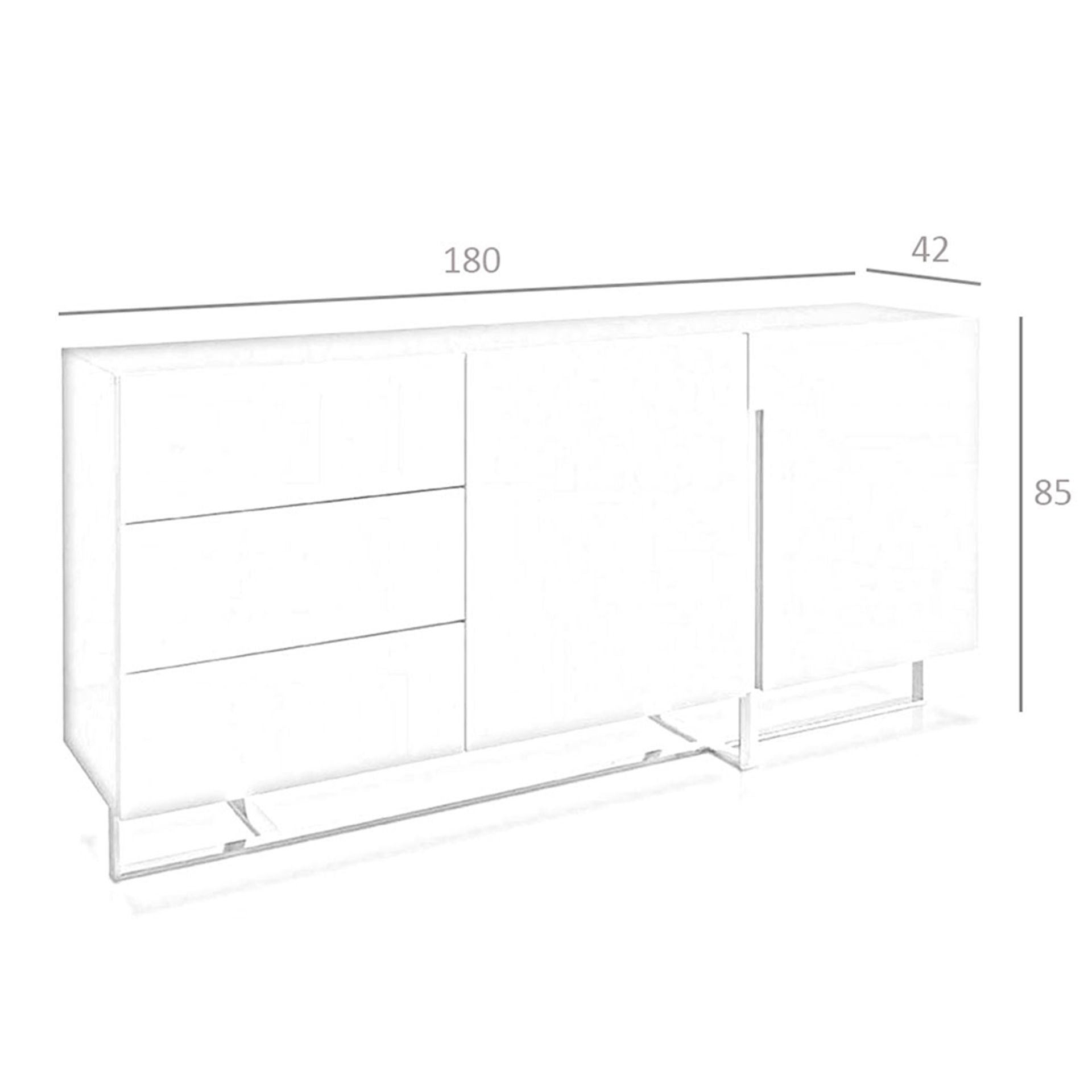 Aparador madera blanco y acero cromado