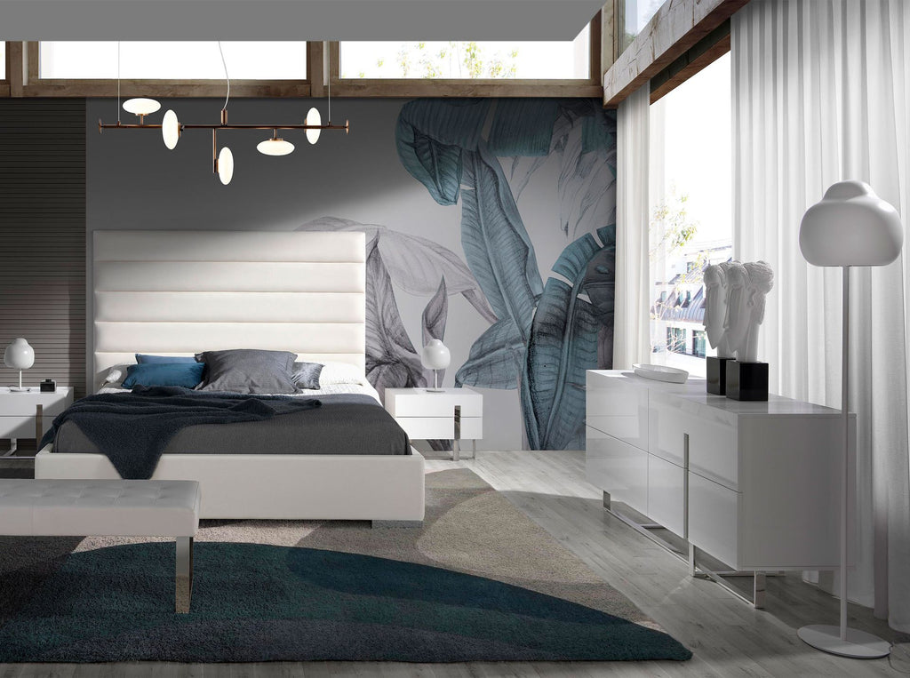 Aparador madera blanco y acero cromado