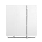 Aparador alto madera blanco y acero cromado