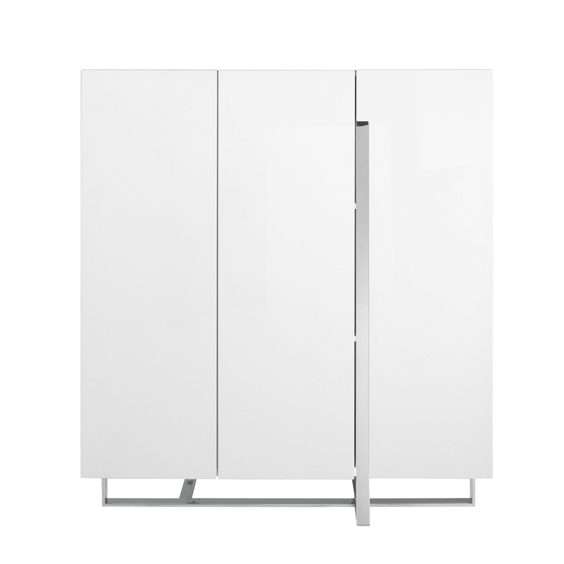 Aparador alto madera blanco y acero cromado