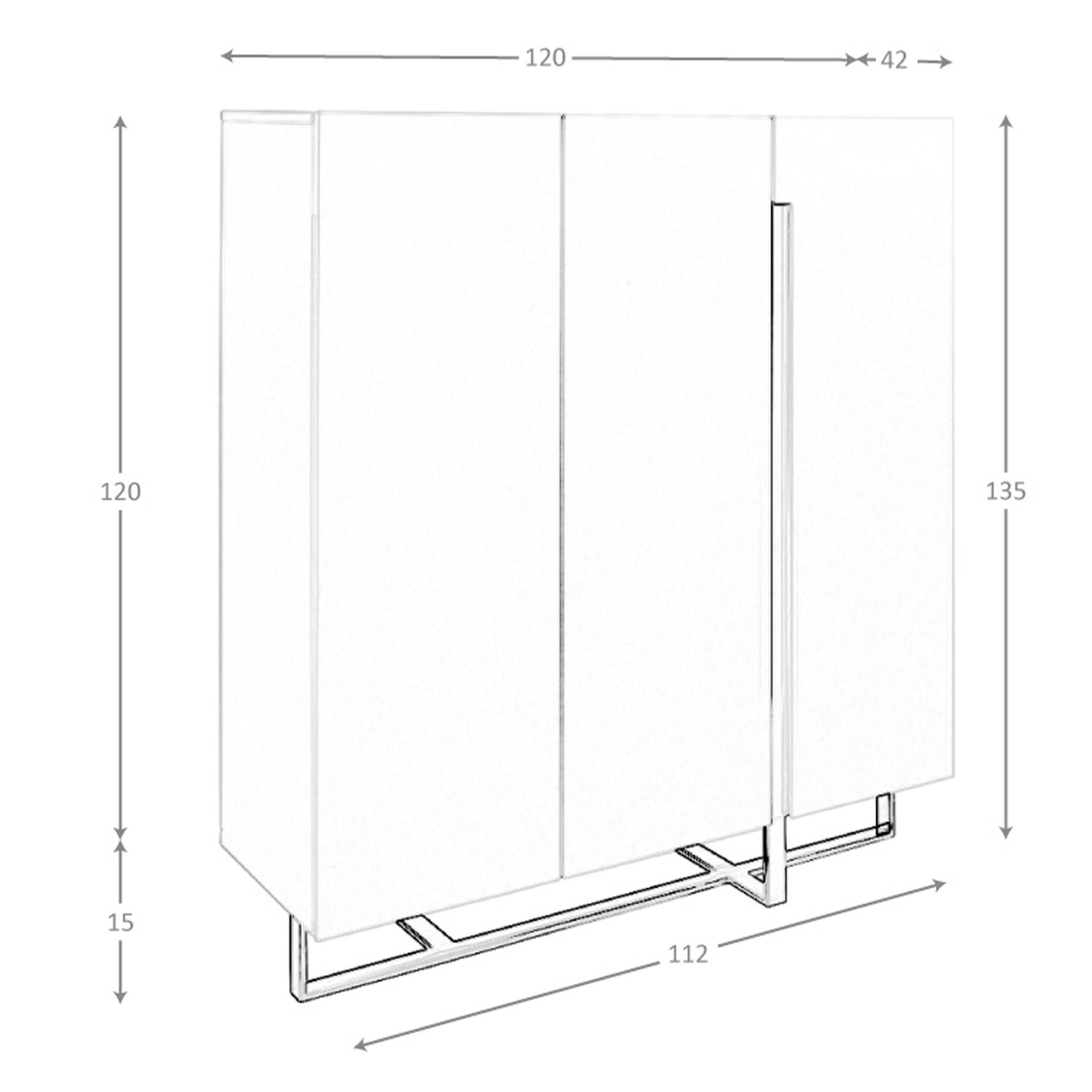 Aparador alto madera blanco y acero cromado