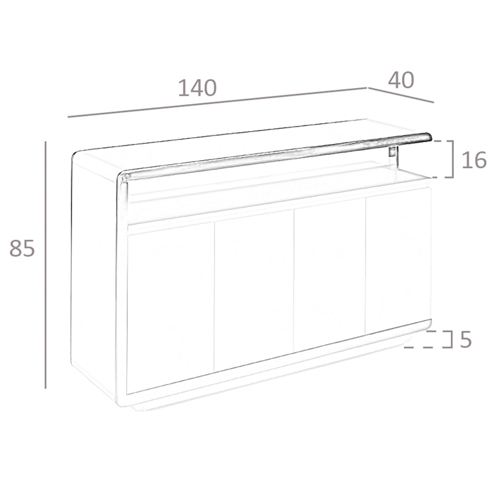 Aparador madera blanco y base acero cromado