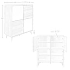 Aparador alto cristal negro efecto espejo, nogal y acero negro