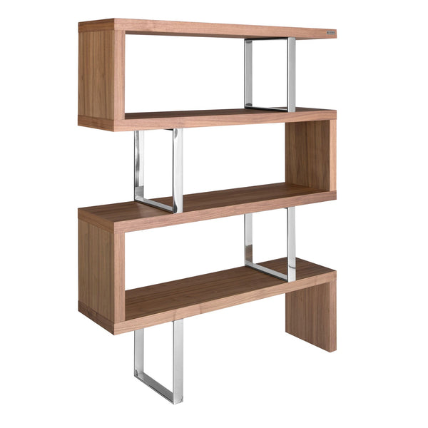 Prestatgeria 130x35x170 cm de noguera amb unions d'acer cromat