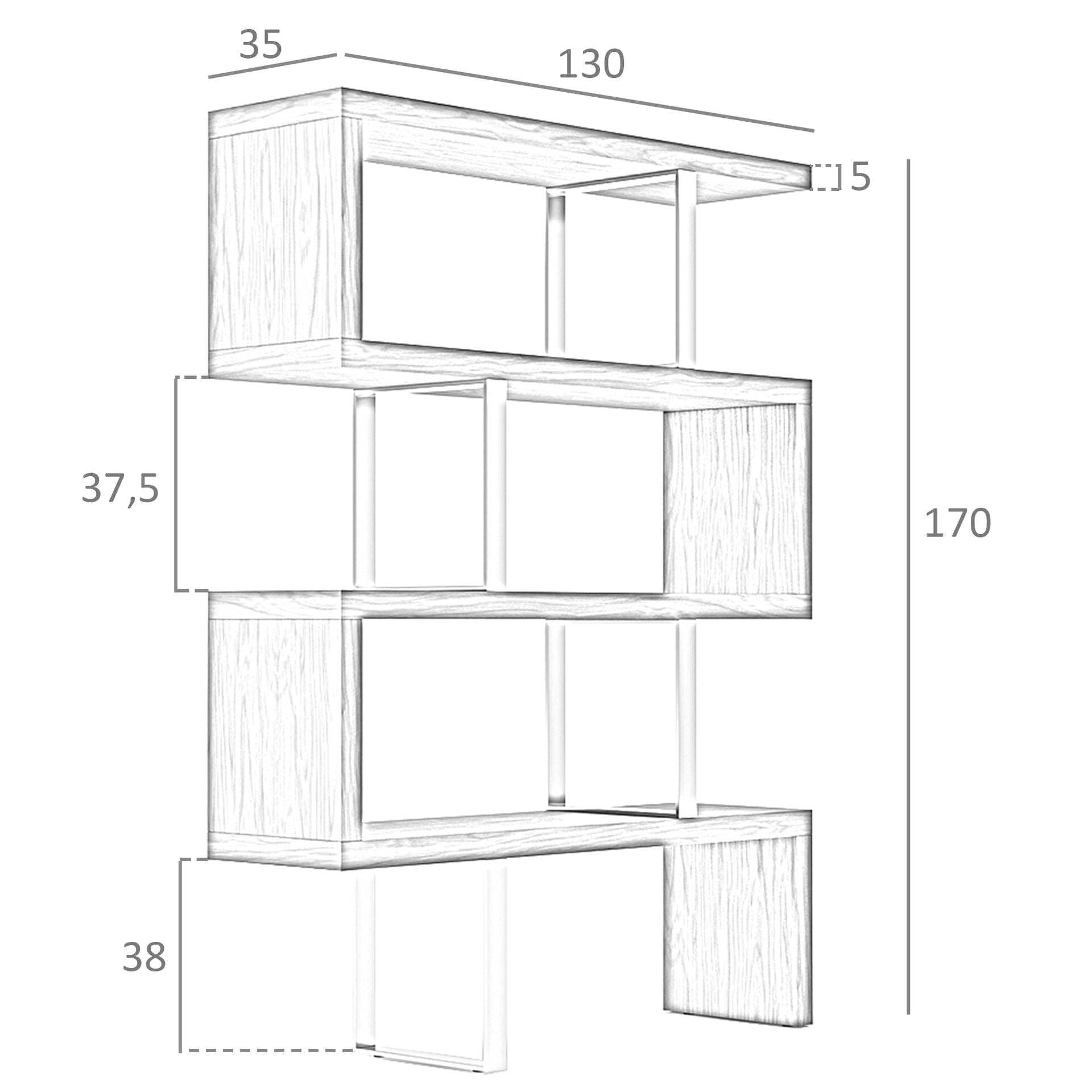 Estantería rectangular nogal
