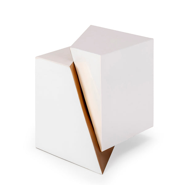 Mesa auxiliar 41x35x48 cm de metal blanco y dorado