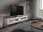 Mueble TV madera gris y nogal con iluminación interior
