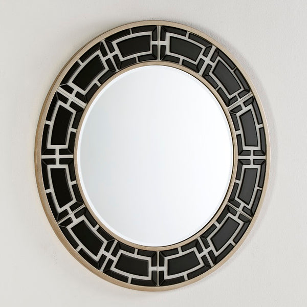 Mirall 110x2x110 cm de vidre blanc i negre