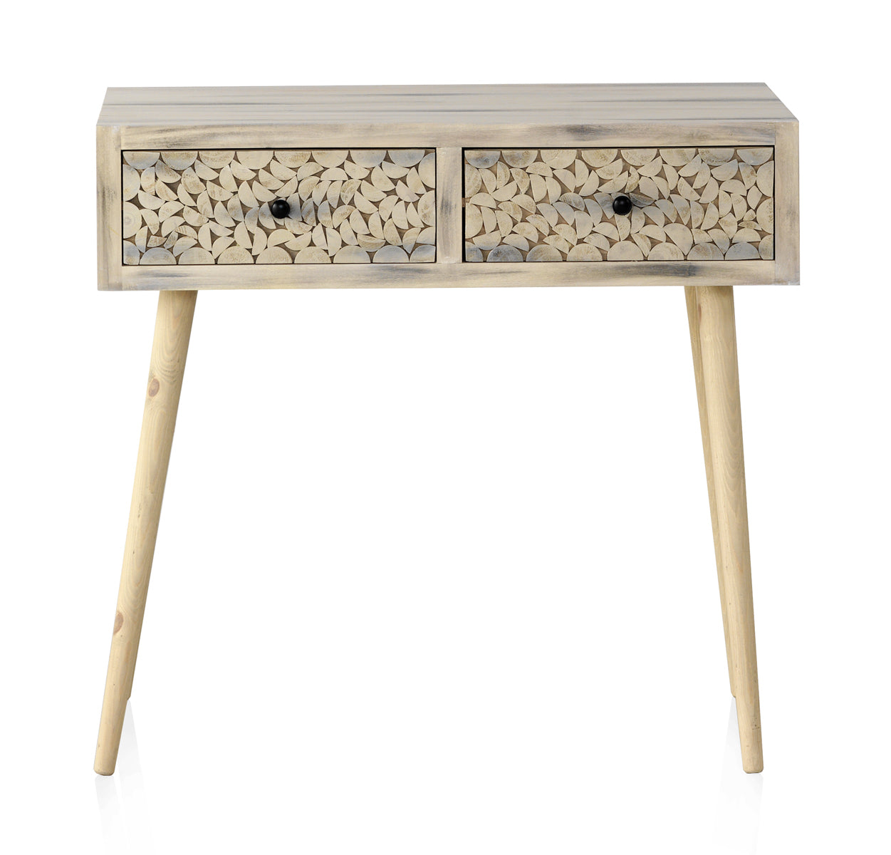 CONSOLA MADERA DE ALAMO COLOR NATURAL, PATAS DE PINO MACIZO