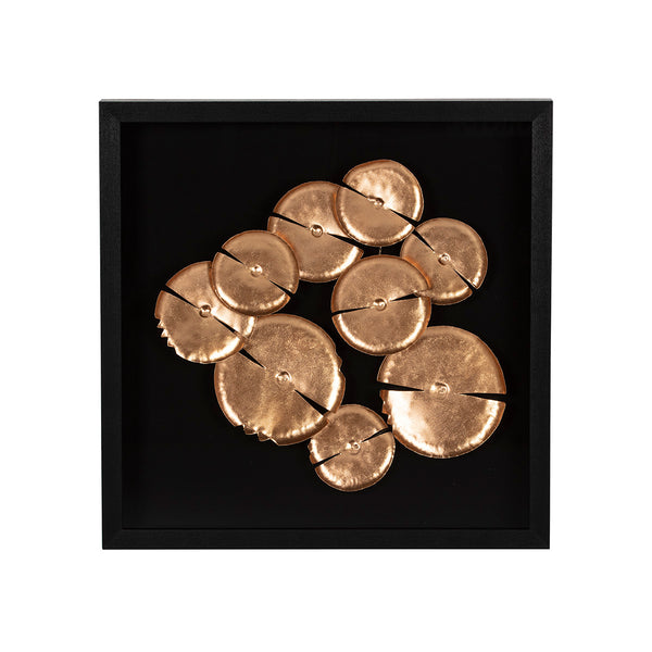Cuadro 60x6x60 cm de cristal y madera negro y cobre