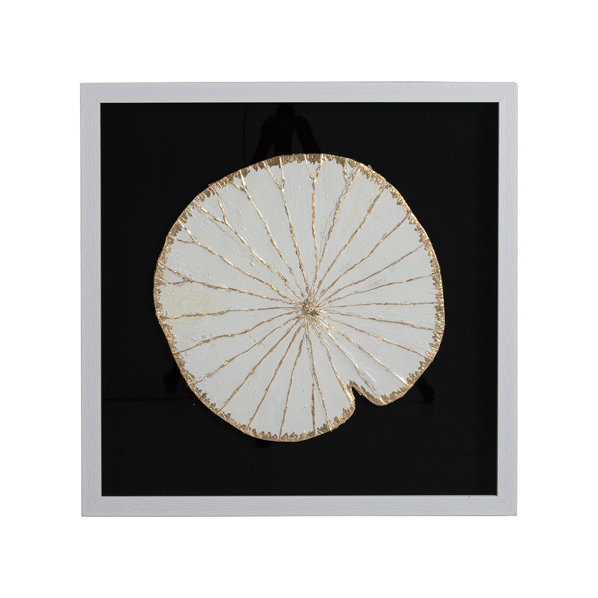 CUADRO 60x5x60 CRISTAL/MADERA BLANCO/DORADO