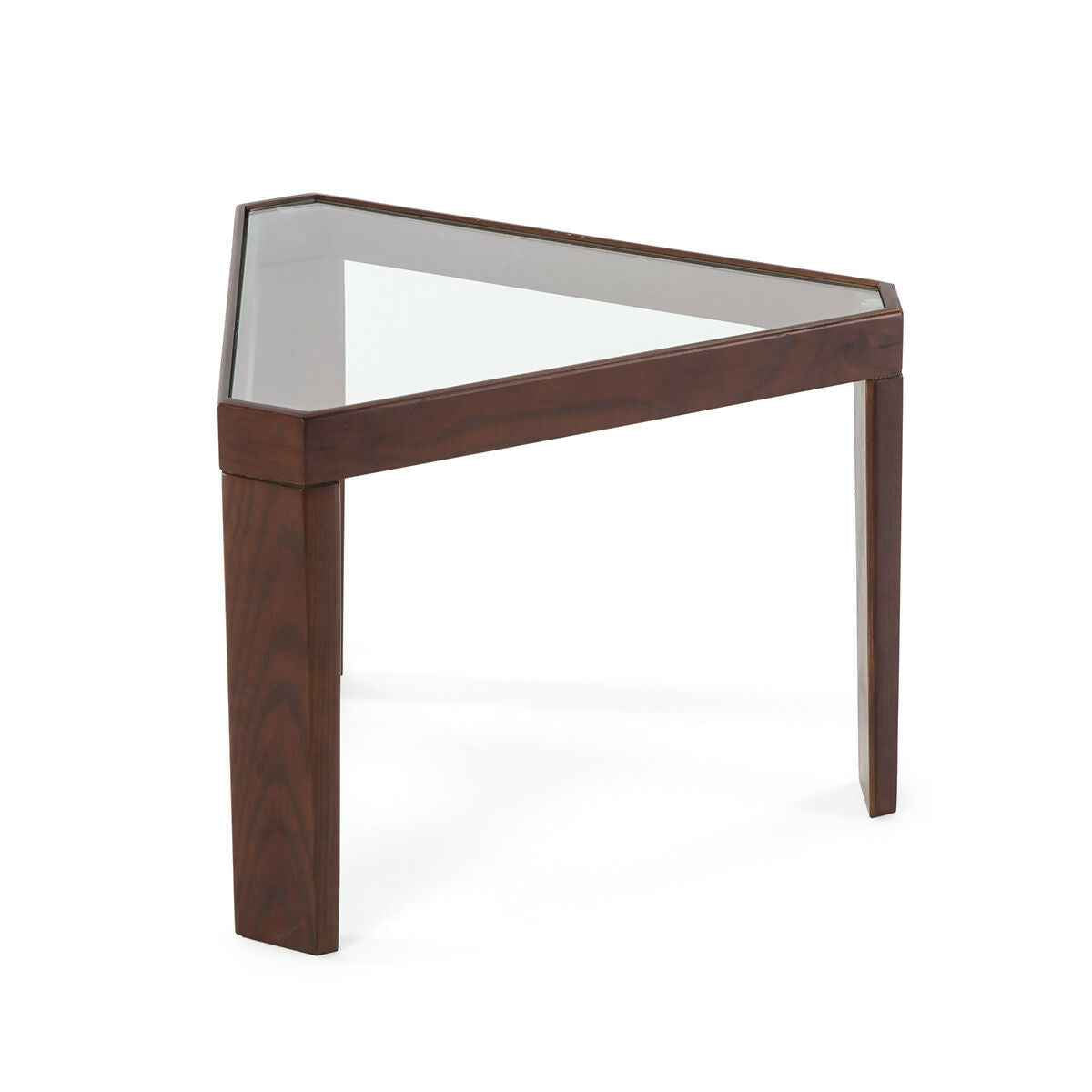 Mesa Auxiliar 54x47x40 Cristal/Madera Marrón Oscuro