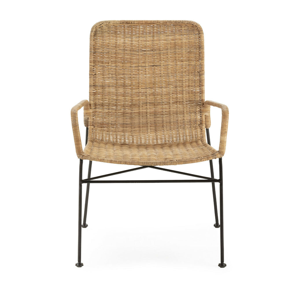 Silla 64x58x84 cm Metal/Mimbre -- Negro/Natural