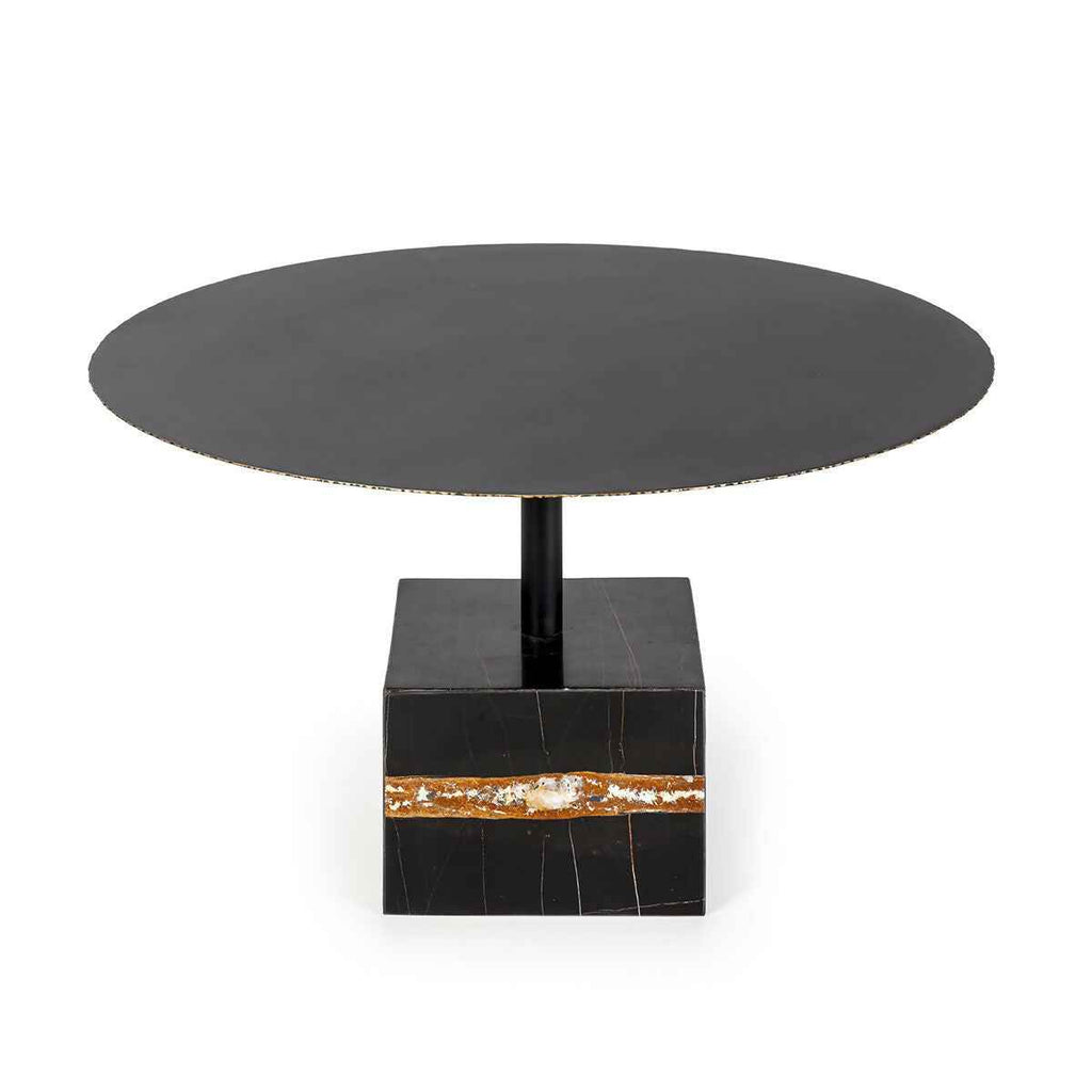 Mesa de Centro 81x81x47 Metal/Mármol Negro/Dorado