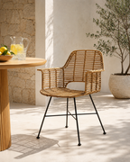 SILLA 66x58x83 MIMBRE NATURAL/METAL NEGRO