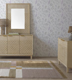 COMODA 3 CAJONES CHAPADO EN ROBLE ACABADO EN MARFIL