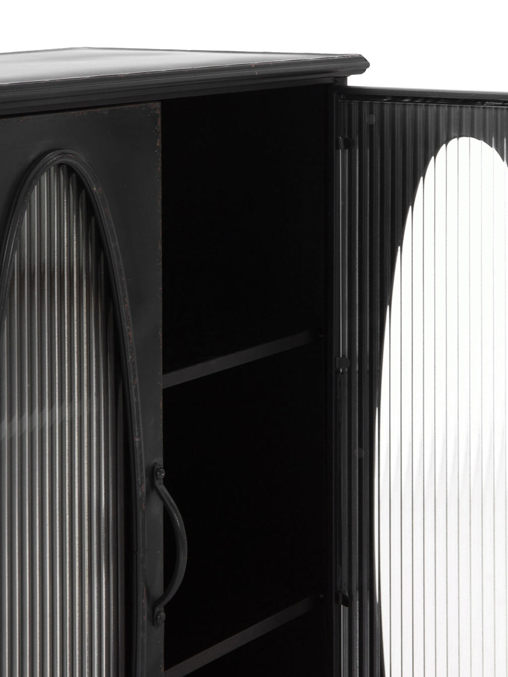 VITRINA CON ESTRUCTURA METAL, PUERTA CON CRISTAL DE FORMA OVAL