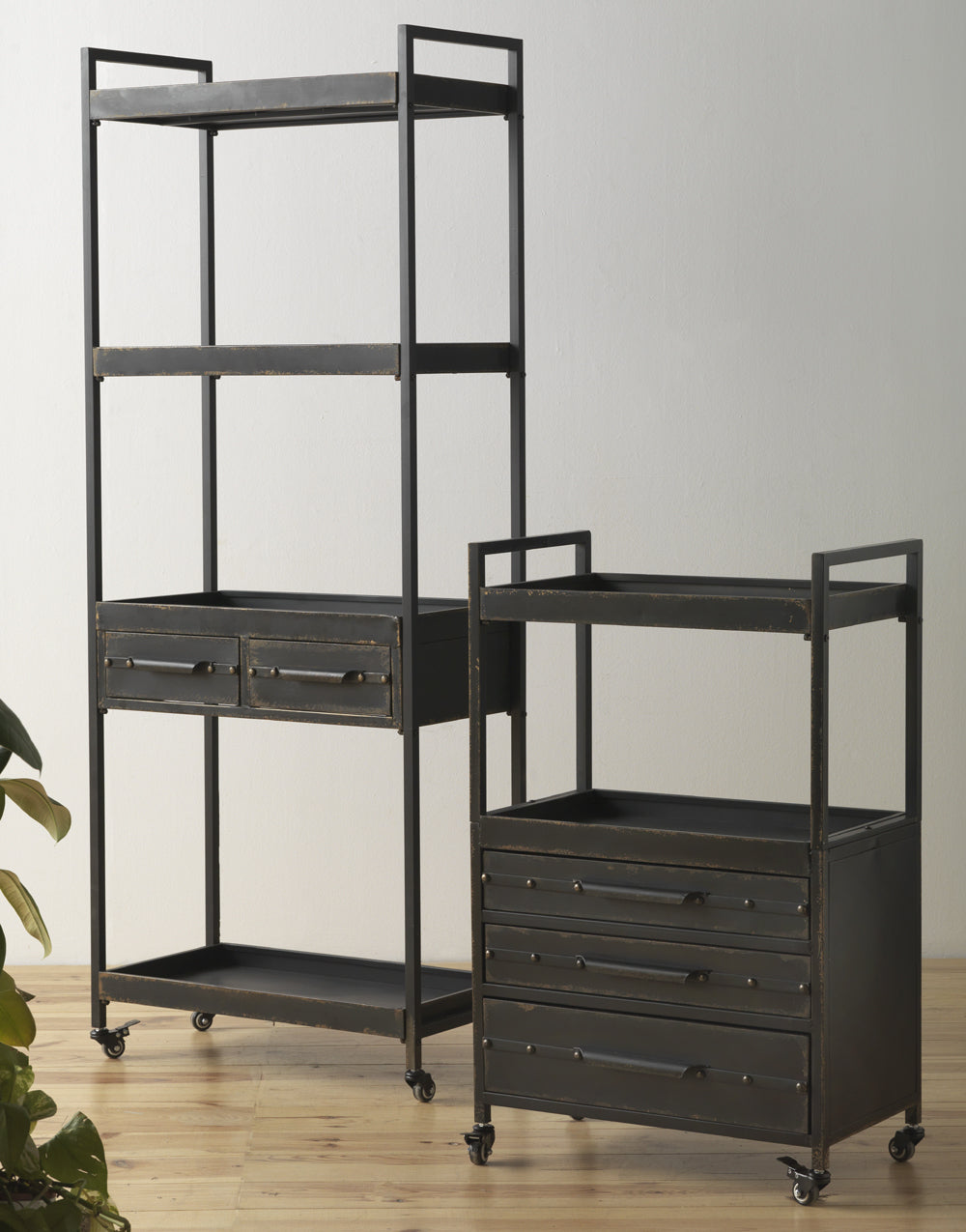 ESTANTE 2 CAJONES ESTRUCTURA METAL CON RUEDAS